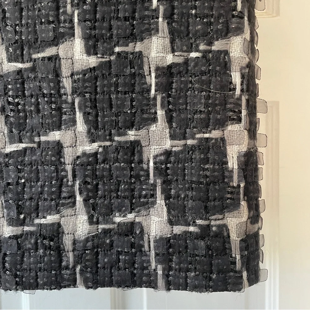 Per Se Wool Black Grey Tweed Shimmer Silver Pencil Mini Skirt Size 4